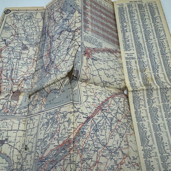 Vintage 1940s Richfield New York Road Map Automotive Gas Station Memorabilia - Picture 4 of 5